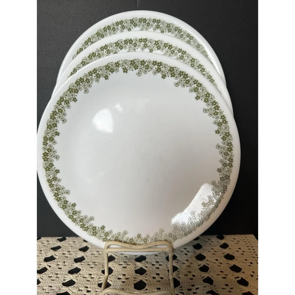 Vintage‎ Corelle Spring Blossom Green Set of 4 Salad Luncheon Plates - 8-1/2
